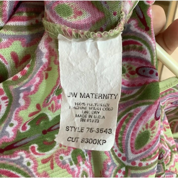 JW JAPANESE WEEKEND sz L green & pink flare sleeve maternity top - Picture 4 of 5